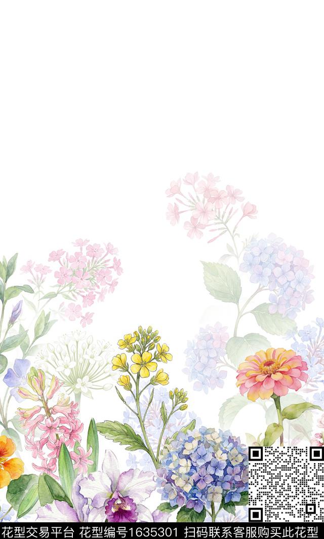 植物定位花花卉数码印花华亿平台下载（图片编号: 1635301） - 瓦栏（Walan）