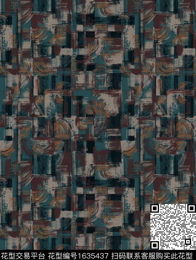 手绘几何迷彩数码印花华亿平台下载（图片编号: 1635437） - 瓦栏（Walan）