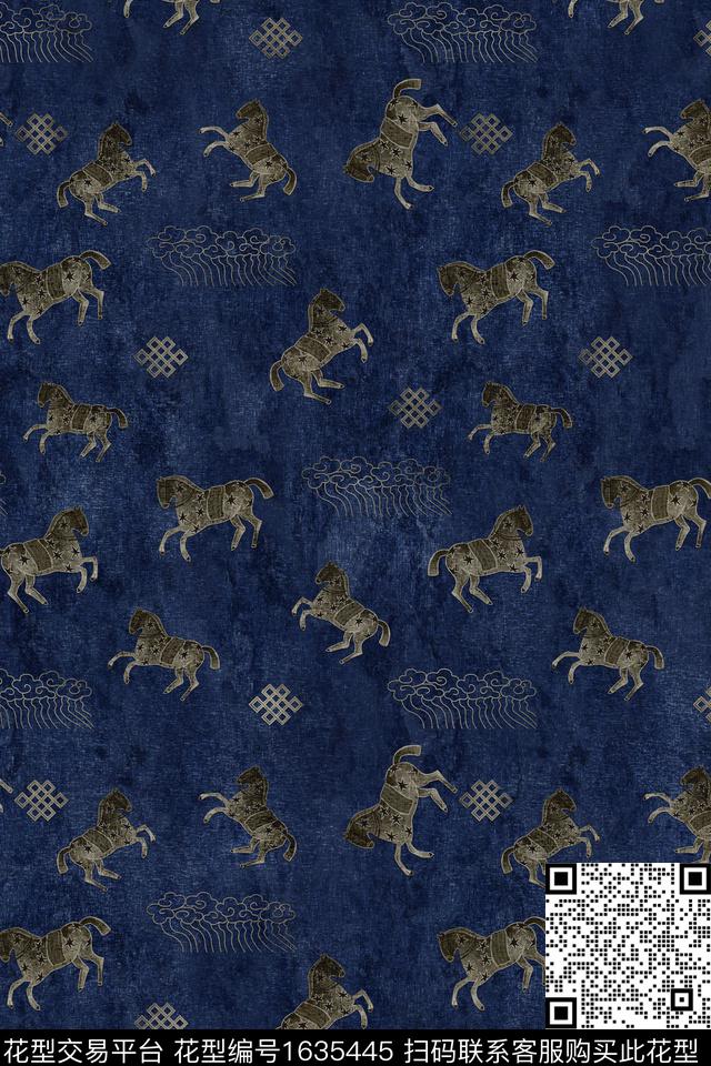 马中国风祥云数码印花华亿平台下载（图片编号: 1635445） - 瓦栏（Walan）