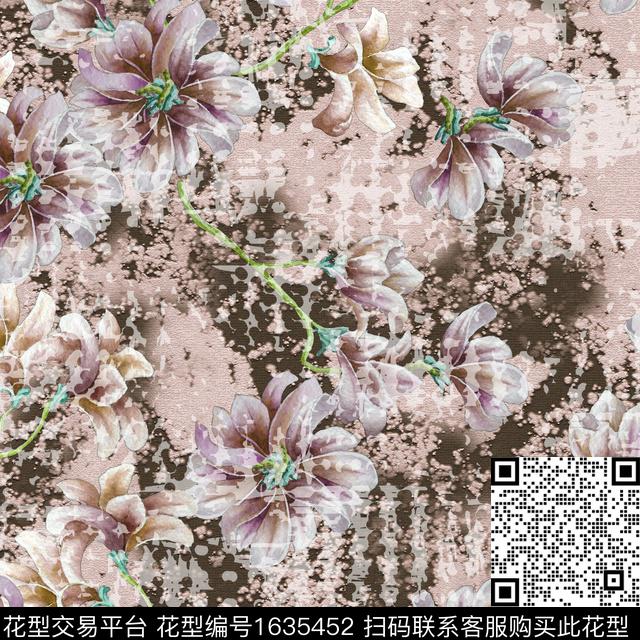 花卉纹理抽象数码印花华亿平台下载（图片编号: 1635452） - 瓦栏（Walan）