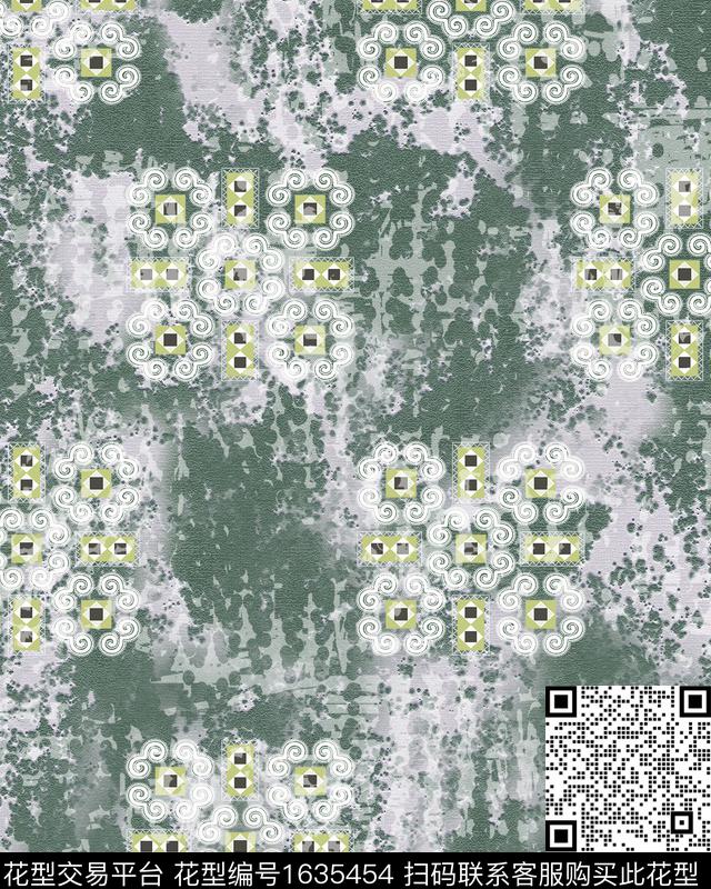 抽象古典花纹民族风数码印花华亿平台下载（图片编号: 1635454） - 瓦栏（Walan）