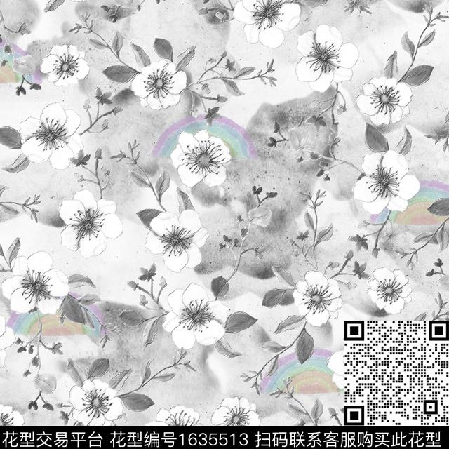 小清新晕染肌理小碎花数码印花华亿平台下载（图片编号: 1635513） - 瓦栏（Walan）