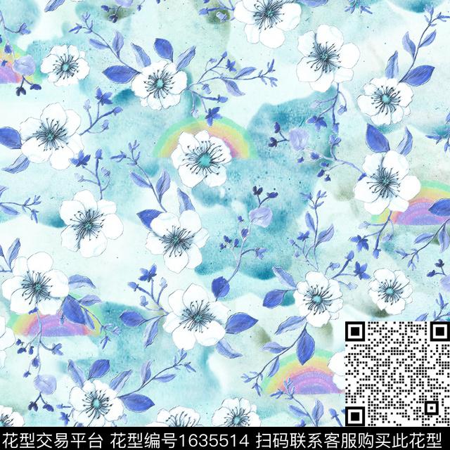 小清新晕染肌理小碎花数码印花华亿平台下载（图片编号: 1635514） - 瓦栏（Walan）