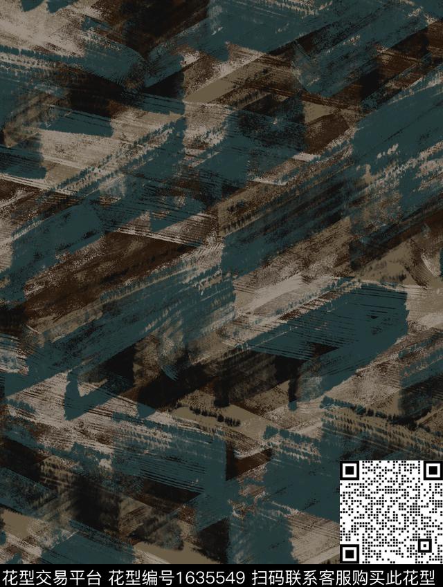 纹理抽象男装手绘数码印花华亿平台下载（图片编号: 1635549） - 瓦栏（Walan）