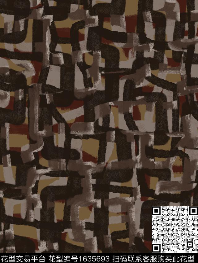 纹理手绘几何数码印花华亿平台下载（图片编号: 1635693） - 瓦栏（Walan）