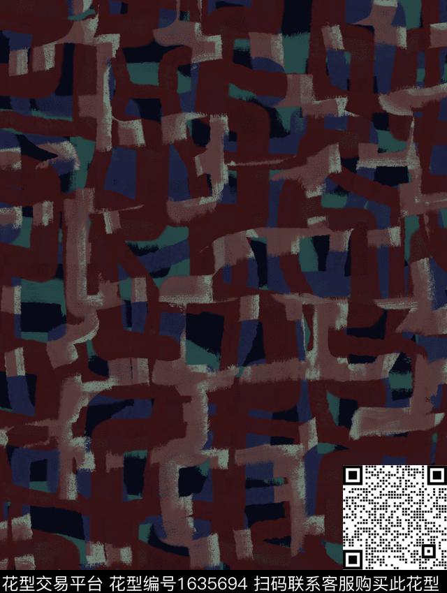 纹理手绘几何数码印花华亿平台下载（图片编号: 1635694） - 瓦栏（Walan）
