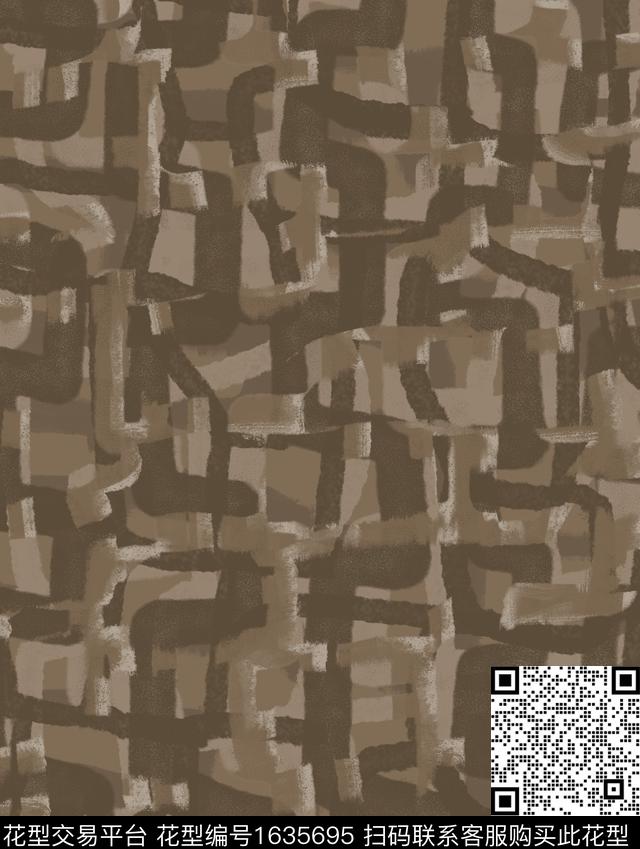 纹理手绘几何数码印花华亿平台下载（图片编号: 1635695） - 瓦栏（Walan）
