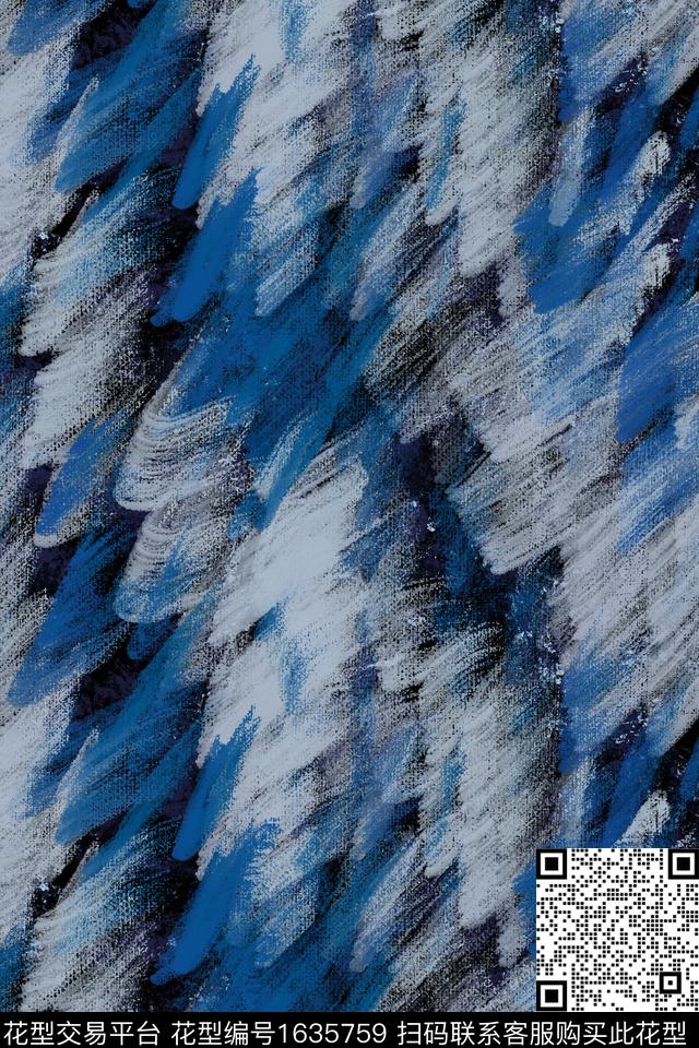 肌理笔触牛仔数码印花华亿平台下载（图片编号: 1635759） - 瓦栏（Walan）