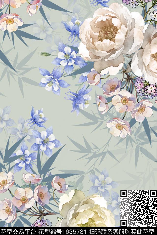 植物水彩水彩花卉数码印花华亿平台下载（图片编号: 1635781） - 瓦栏（Walan）