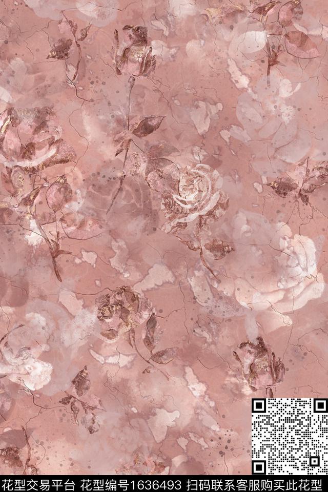 花卉抽象泼溅数码印花华亿平台下载（图片编号: 1636493） - 瓦栏（Walan）