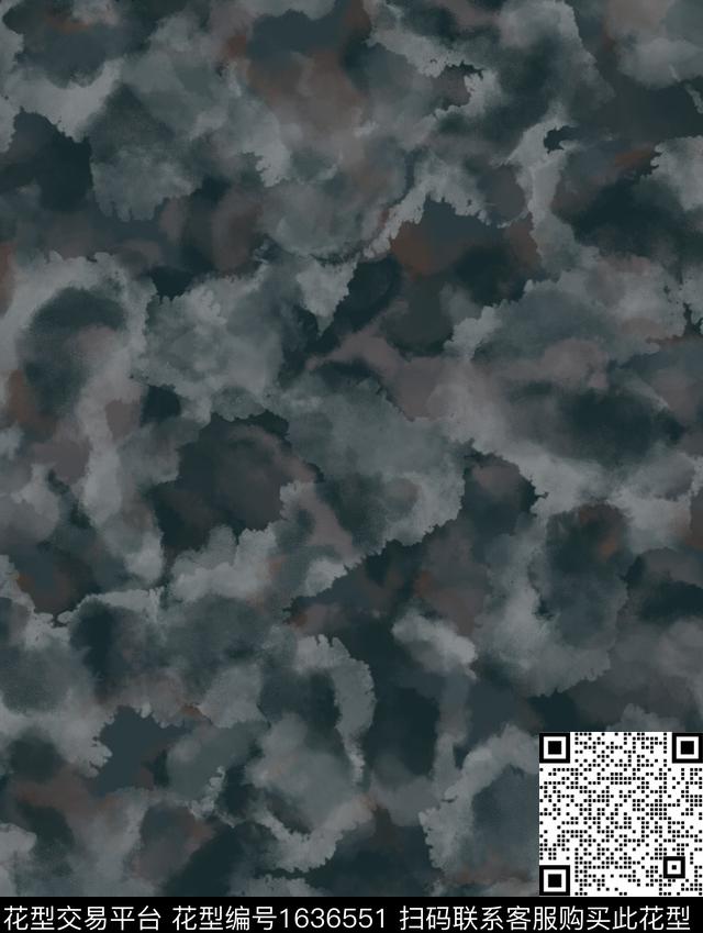 肌理水彩迷彩数码印花华亿平台下载（图片编号: 1636551） - 瓦栏（Walan）