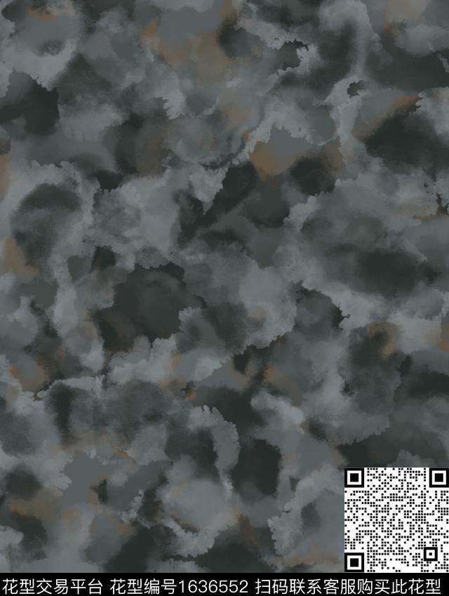 肌理水彩迷彩数码印花华亿平台下载（图片编号: 1636552） - 瓦栏（Walan）