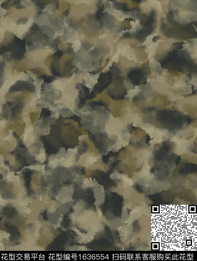 肌理水彩迷彩数码印花华亿平台下载（图片编号: 1636554） - 瓦栏（Walan）