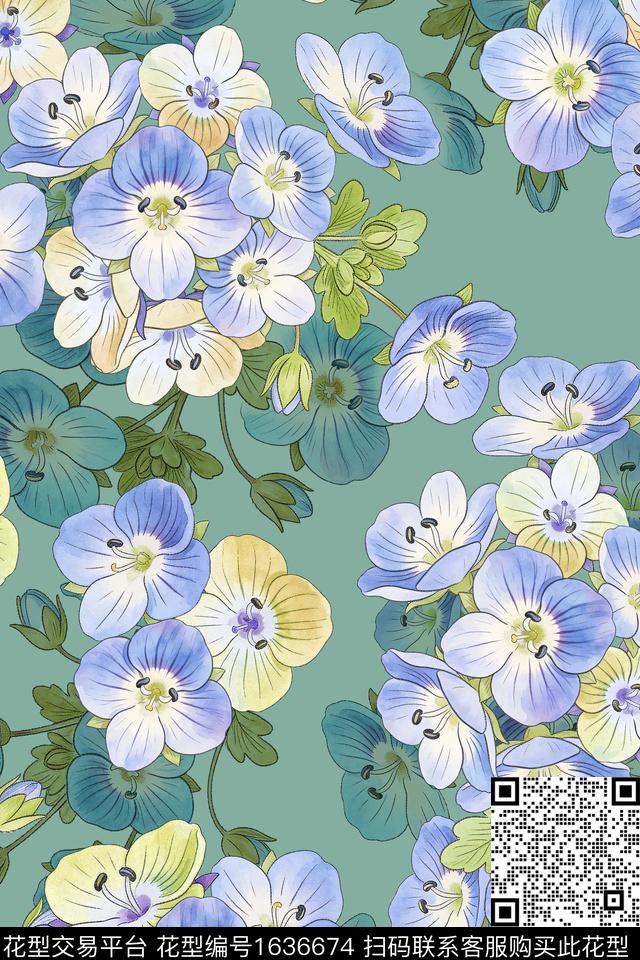 植物花卉水彩花卉数码印花华亿平台下载（图片编号: 1636674） - 瓦栏（Walan）