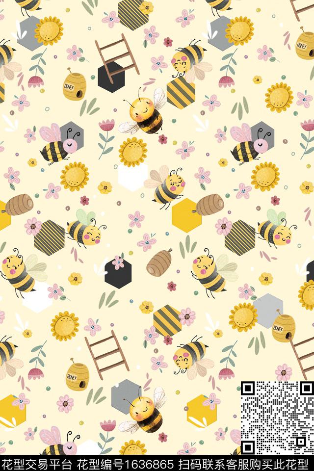 花卉童装蜜蜂数码印花华亿平台下载（图片编号: 1636865） - 瓦栏（Walan）
