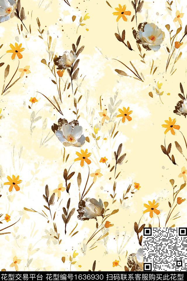 花卉抽象小碎花数码印花华亿平台下载（图片编号: 1636930） - 瓦栏（Walan）