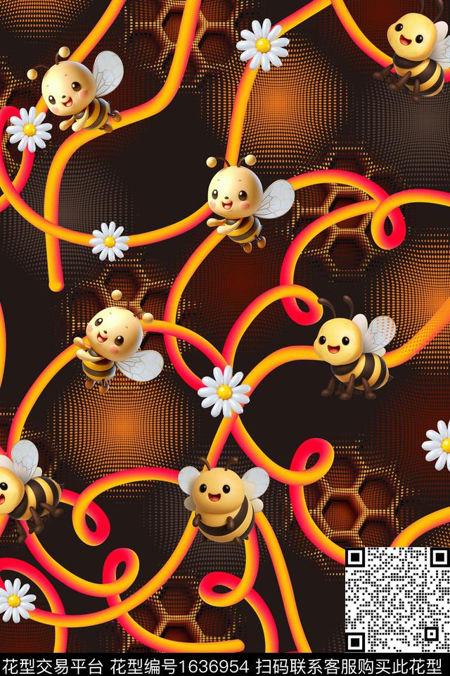 童装蜜蜂卡通数码印花华亿平台下载（图片编号: 1636954） - 瓦栏（Walan）