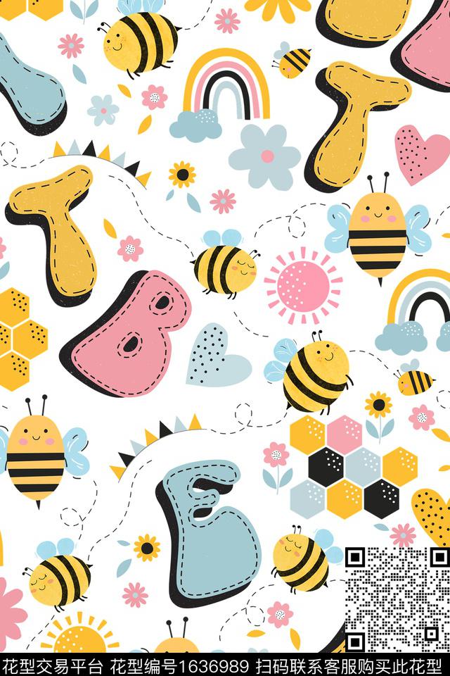 童装蜜蜂卡通数码印花华亿平台下载（图片编号: 1636989） - 瓦栏（Walan）