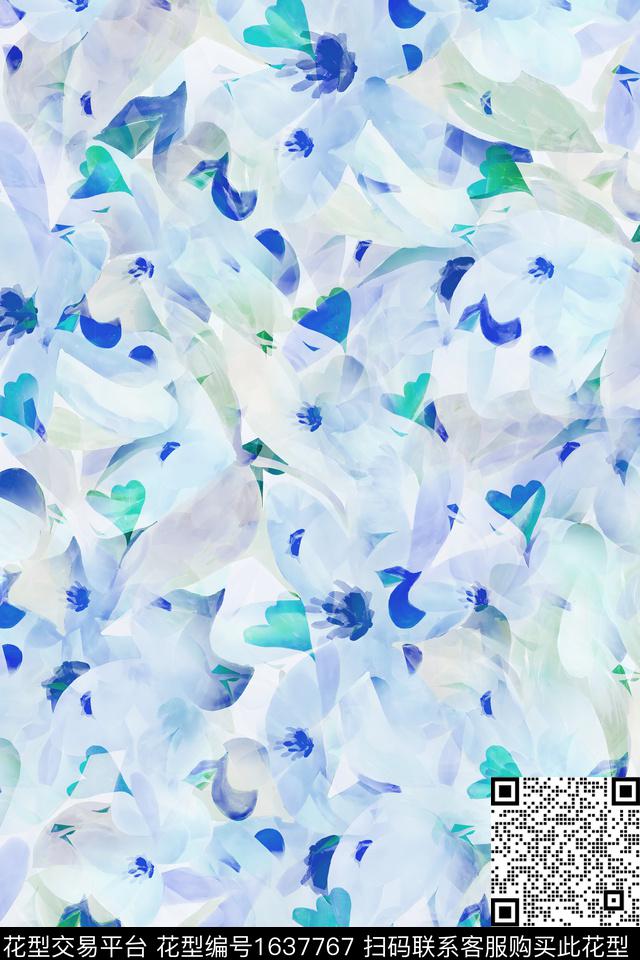 抽象抽象花卉数码印花华亿平台下载（图片编号: 1637767） - 瓦栏（Walan）