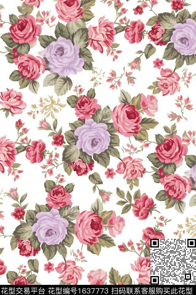 花卉小碎花大牌风数码印花华亿平台下载（图片编号: 1637773） - 瓦栏（Walan）