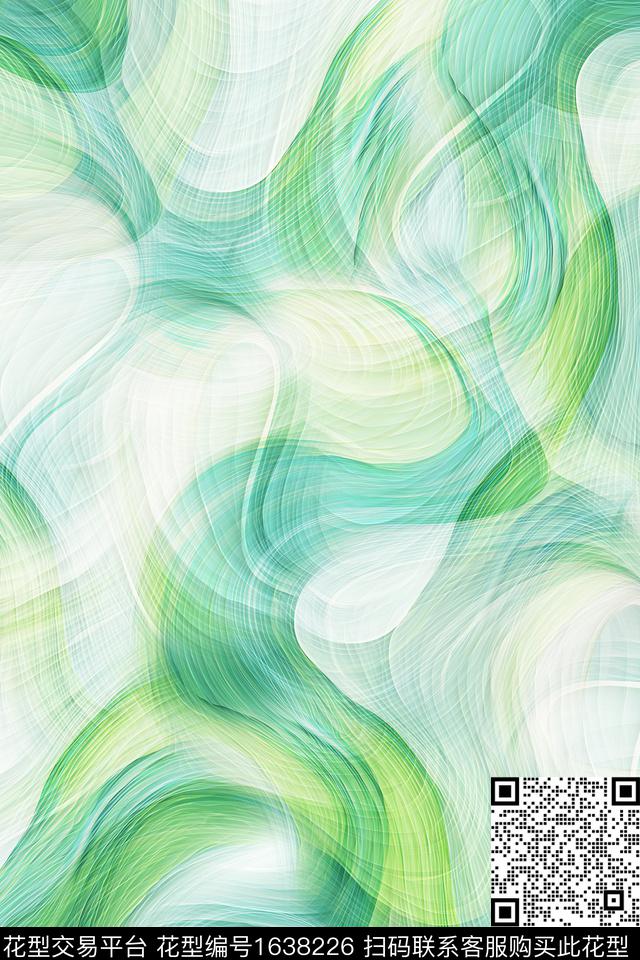 晕染肌理真丝抽象数码印花华亿平台下载（图片编号: 1638226） - 瓦栏（Walan）