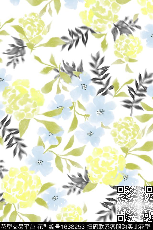 花卉抽象花卉小碎花数码印花华亿平台下载（图片编号: 1638253） - 瓦栏（Walan）