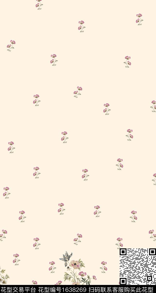 花卉定位小碎花数码印花华亿平台下载（图片编号: 1638269） - 瓦栏（Walan）