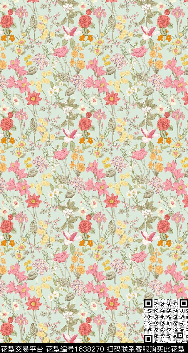 花卉定位蕾丝数码印花华亿平台下载（图片编号: 1638270） - 瓦栏（Walan）