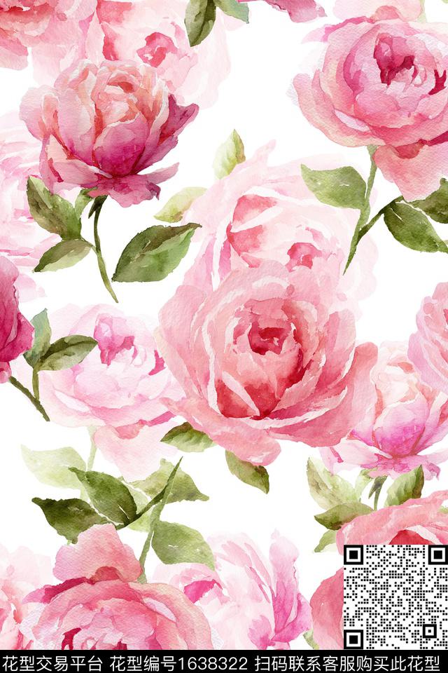 满版散花花卉大牌风数码印花华亿平台下载（图片编号: 1638322） - 瓦栏（Walan）