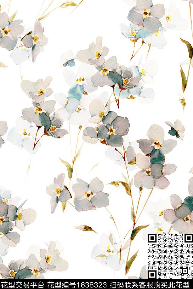 满版散花花卉大牌风数码印花华亿平台下载（图片编号: 1638323） - 瓦栏（Walan）