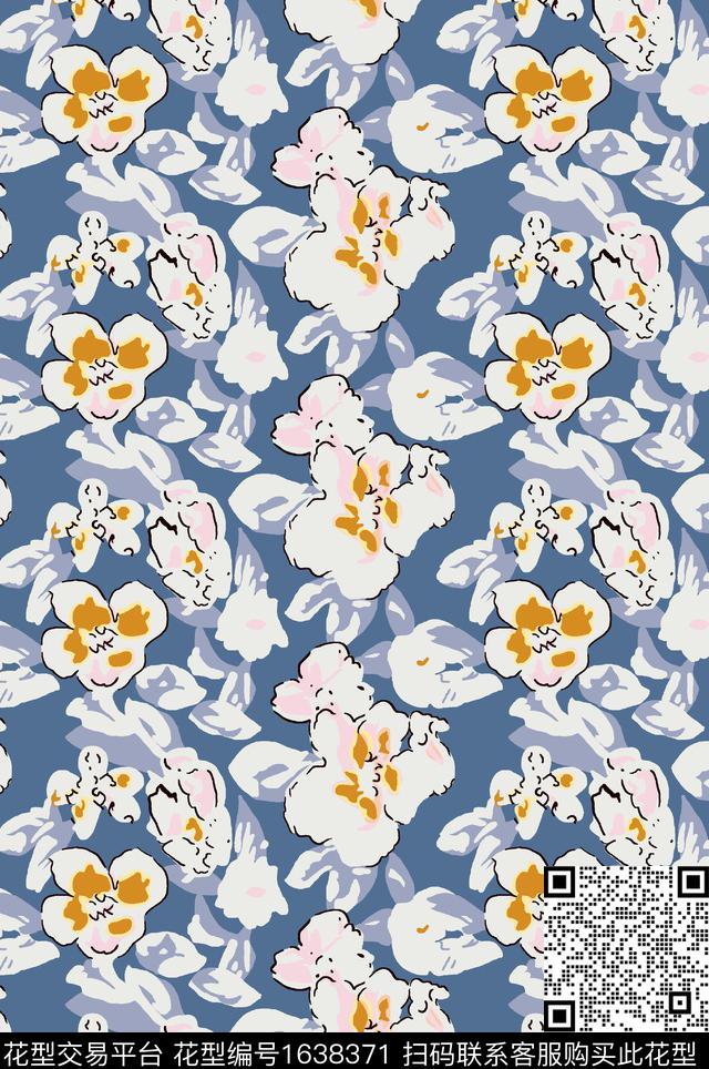 花卉抽象花卉数码印花华亿平台下载（图片编号: 1638371） - 瓦栏（Walan）