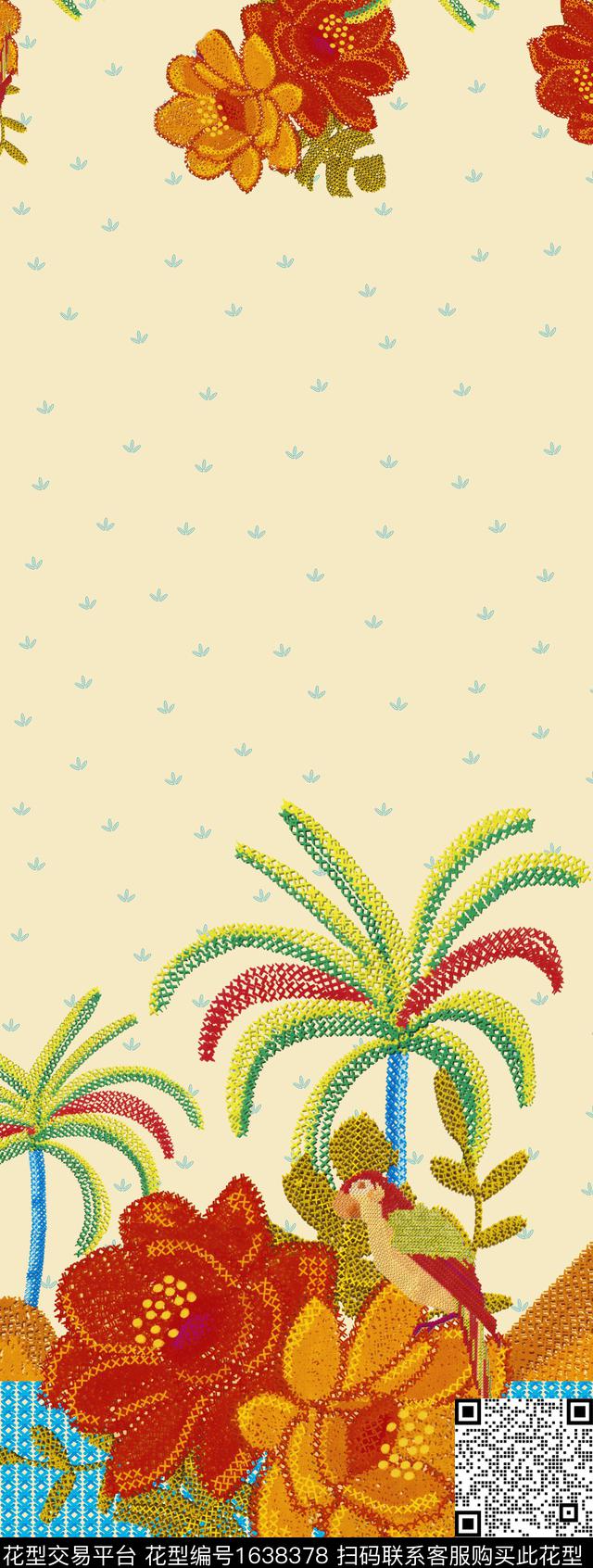 定位热带大花数码印花华亿平台下载（图片编号: 1638378） - 瓦栏（Walan）
