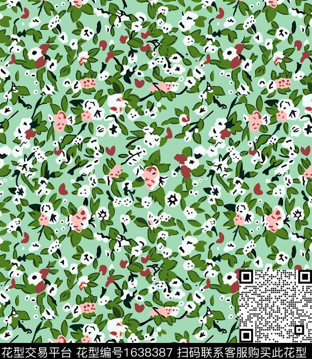 花卉小碎花数码印花华亿平台下载（图片编号: 1638387） - 瓦栏（Walan）