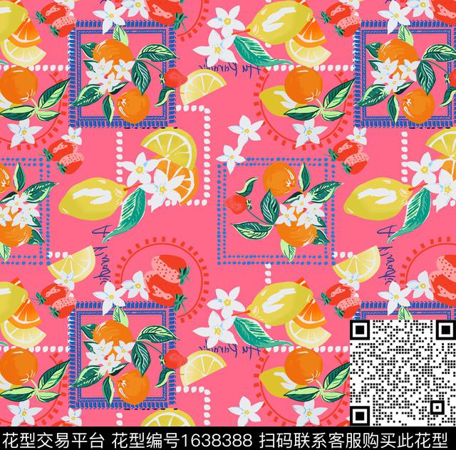 几何水果花卉数码印花华亿平台下载（图片编号: 1638388） - 瓦栏（Walan）