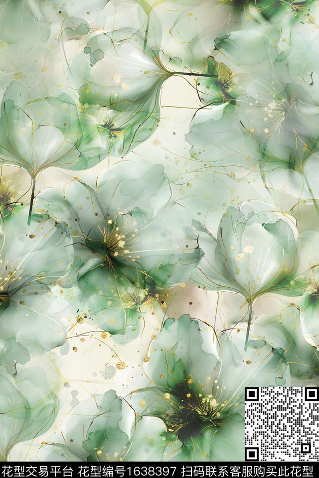 小清新真丝花卉数码印花华亿平台下载（图片编号: 1638397） - 瓦栏（Walan）