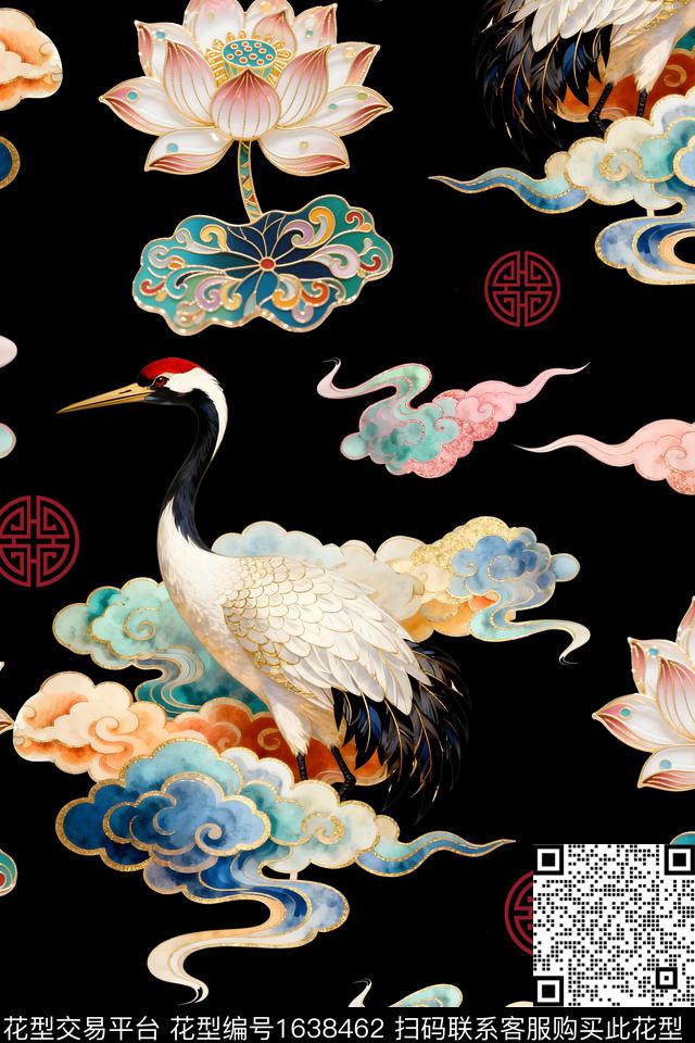 中国风真丝中老年数码印花华亿平台下载（图片编号: 1638462） - 瓦栏（Walan）