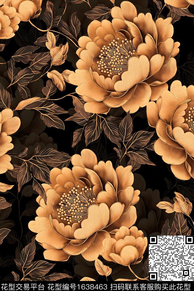 中国风真丝中老年数码印花华亿平台下载（图片编号: 1638463） - 瓦栏（Walan）