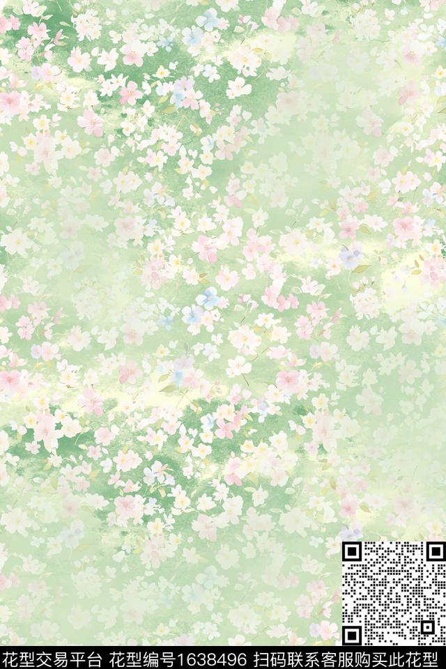 年轻女性花卉水彩数码印花华亿平台下载（图片编号: 1638496） - 瓦栏（Walan）