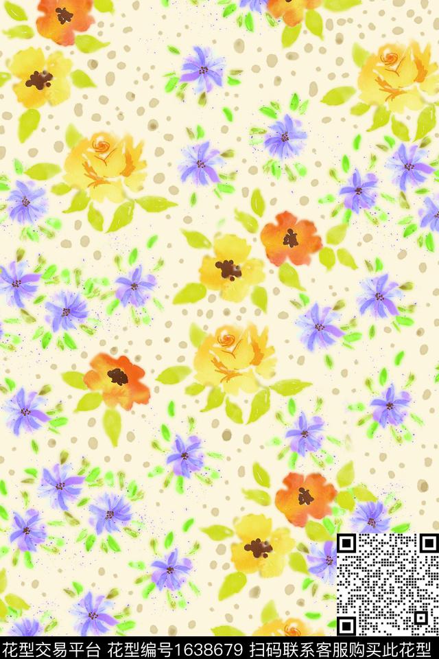 花卉小碎花童装数码印花华亿平台下载（图片编号: 1638679） - 瓦栏（Walan）