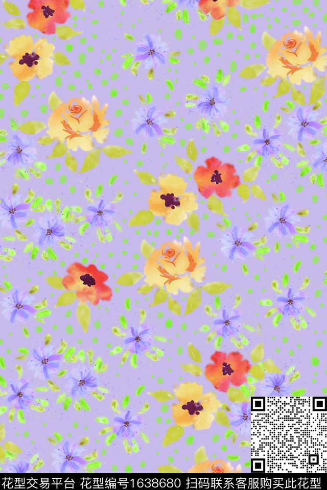 花卉小碎花童装数码印花华亿平台下载（图片编号: 1638680） - 瓦栏（Walan）