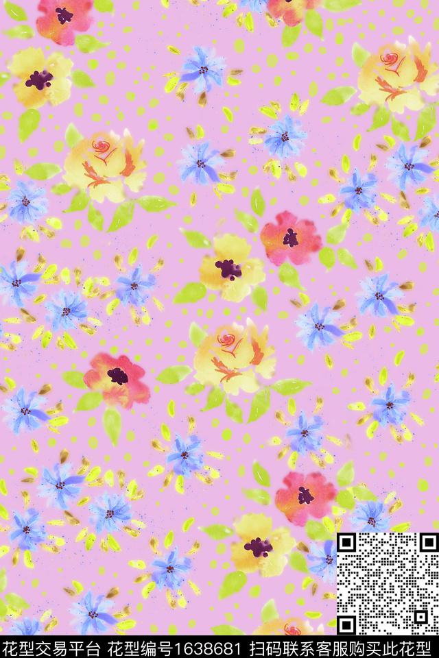 花卉小碎花童装数码印花华亿平台下载（图片编号: 1638681） - 瓦栏（Walan）