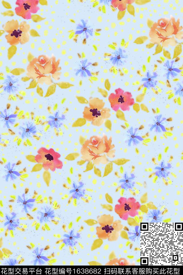 花卉小碎花童装数码印花华亿平台下载（图片编号: 1638682） - 瓦栏（Walan）
