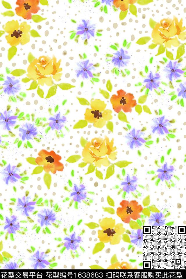 花卉小碎花童装数码印花华亿平台下载（图片编号: 1638683） - 瓦栏（Walan）