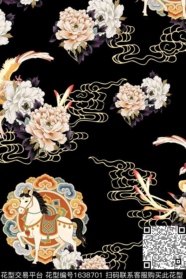 中国风真丝中老年数码印花华亿平台下载（图片编号: 1638701） - 瓦栏（Walan）