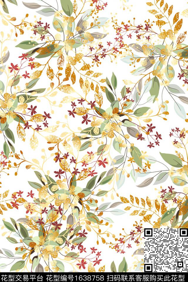 花卉小碎花女装数码印花华亿平台下载（图片编号: 1638758） - 瓦栏（Walan）