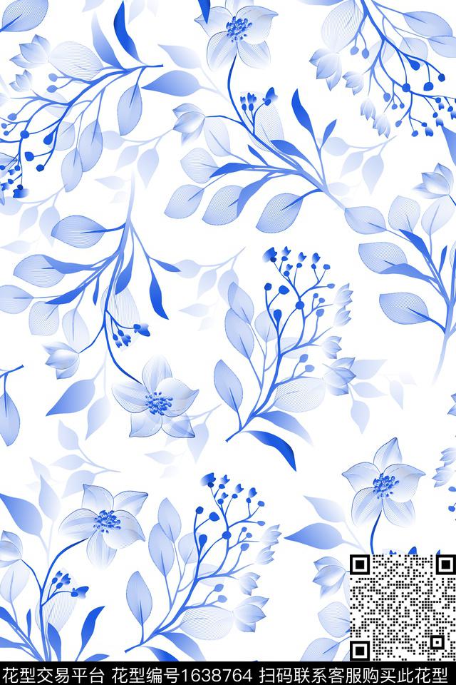 花卉小碎花女装数码印花华亿平台下载（图片编号: 1638764） - 瓦栏（Walan）