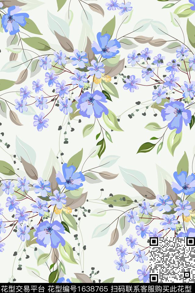 花卉小碎花女装数码印花华亿平台下载（图片编号: 1638765） - 瓦栏（Walan）