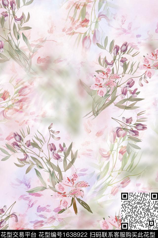 水彩花卉花卉数码印花华亿平台下载（图片编号: 1638922） - 瓦栏（Walan）