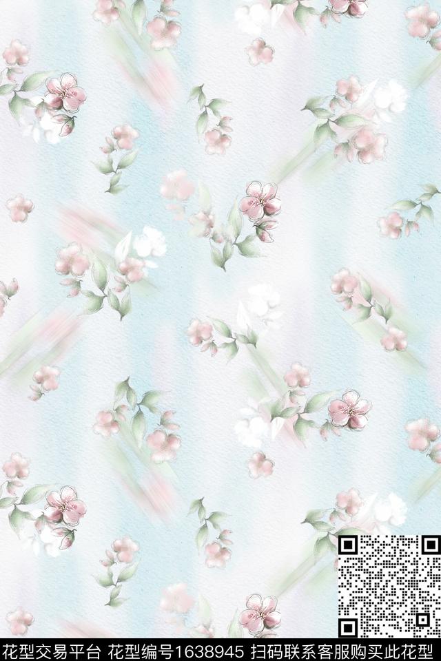 年轻女性花卉水彩花卉数码印花华亿平台下载（图片编号: 1638945） - 瓦栏（Walan）