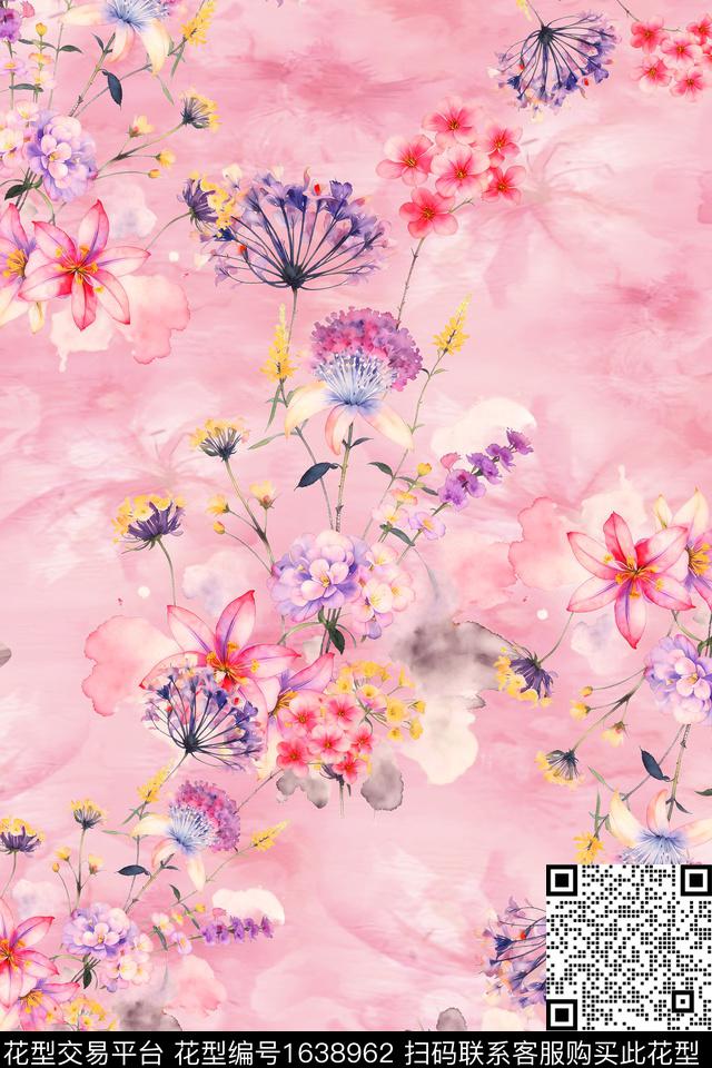 年轻女装纹理晕染肌理数码印花华亿平台下载（图片编号: 1638962） - 瓦栏（Walan）